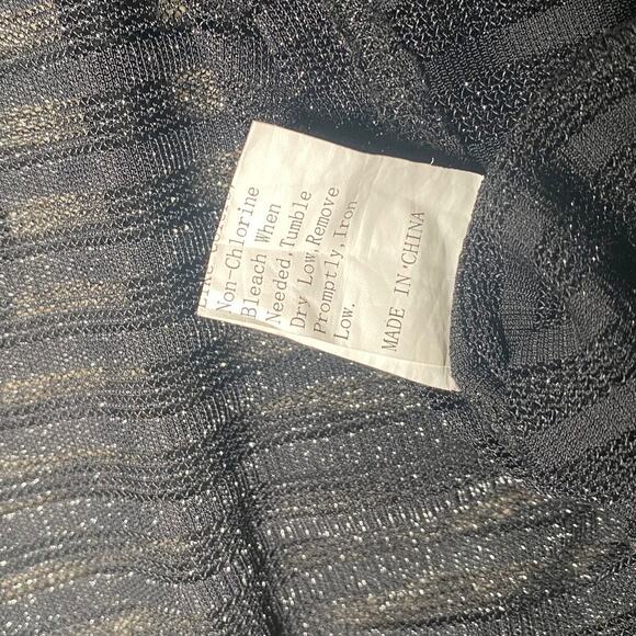 Sheer Sparkly Striped Cropped Top - Long Sleeve - Size S - Picture 10 of 11